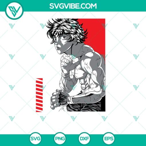 Hanma Baki and Grappler Baki anime characters SVG files with PNG and DXF formats for digital download.