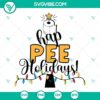 Christmas tree made of toilet paper rolls with "Hap Pee Holidays" text, available as SVG, PNG, DXF, and EPS digital files.