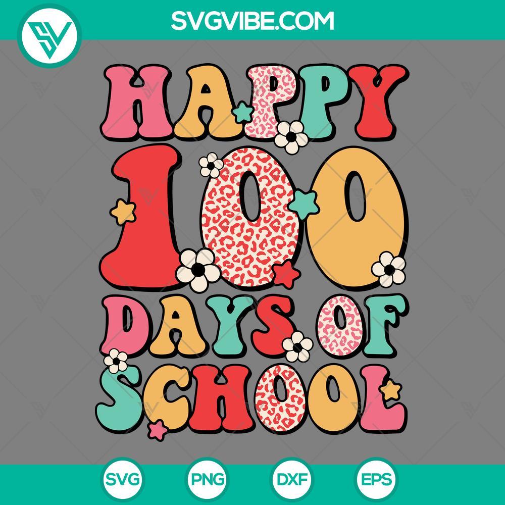 Happy 100 Days Of School Leopard SVG PNG DXF EPS Happy 100 days of school leopard SVG design for download in PNG, DXF, EPS formats, perfect for school-themed crafts and projects.