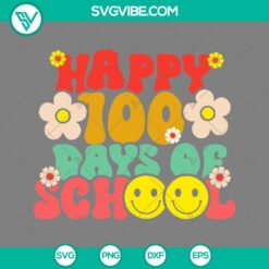 100 Days of School smiley face SVG files for celebration, perfect for crafts and DIY projects.