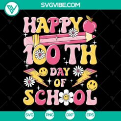 Happy 100th Days of School SVG with sunflowers design for teachers, 100 Days of School SVG images. Great for celebrating 100 days milestone.