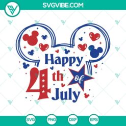 4th of July Disney SVG images of Mickey and Minnie Mouse heads bundle for Independence Day celebration with patriotic designs.