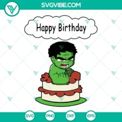 Happy Birthday Hulk SVG Files, The Incredible Birthday Boy themed design with superhero elements for a birthday celebration.