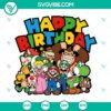 Super Mario Bros SVG file featuring Mario, Luigi, Yoshi, and Princess. Perfect for themed birthday projects.