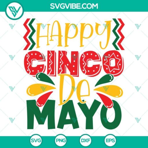 Colorful Cinco De Mayo SVG design for a festive shirt, featuring happy graphics and vibrant elements. Perfect for Cinco De Mayo celebrations!