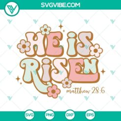 Happy Easter He Is Risen SVG with cross, tomb, and religious Easter Christian design - digital SVG image for Easter crafts.