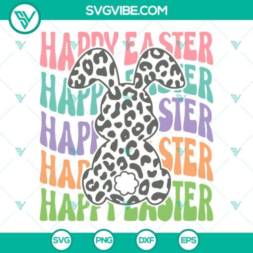 Leopard Easter Bunny SVG files, Peeps SVG file, Retro design, Happy Easter theme for digital products.