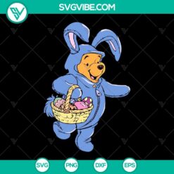 Happy Easter Winnie The Pooh Bunny SVG, perfect for Easter crafts, cute and festive design. Downloadable SVG file.