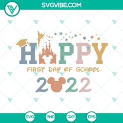 Happy First Day Of School 2022 SVG bundle with teacher-themed designs for crafting projects. Ideal for back-to-school decorations.