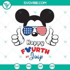 Mickey Mouse 4th of July SVG with American Flag Sunglasses, patriotic Disney design.