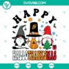 Happy Hallothanksmas Gnome SVG images featuring Halloween and Thanksgiving designs, perfect for holiday craft projects.