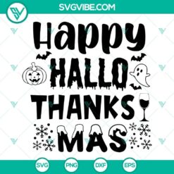 Happy Hallothanksmas SVG Download featuring Halloween and Thanksgiving SVG images for crafting and digital projects.