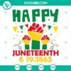 Juneteenth SVG with raised fist hand design, June 19th celebration, Black culture symbol, graphic for digital use.