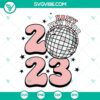 Happy New Year 2023 disco ball SVG images for download, perfect for New Year's celebrations in 2023. Vibrant and festive design.