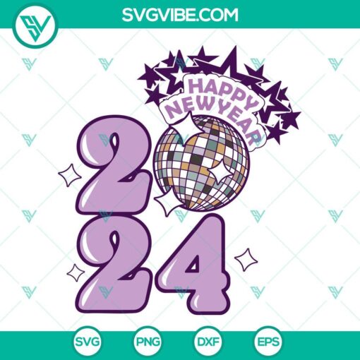 New Year 2024 SVG files featuring disco ball designs for festive celebrations in 2024.