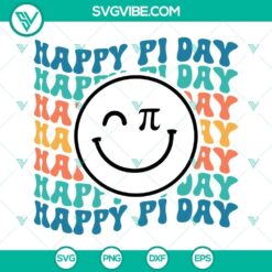 Pi Day smiley face SVG with retro mathematic design for download, featuring a funny Pi illustration.