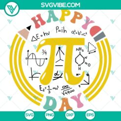 Happy Pi Day 2024 SVG image with math symbols for teachers, PNG, DXF, EPS formats.