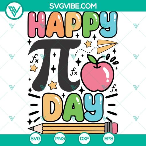 Pi Day SVG design for math teachers, includes Symbol Math SVG files in PNG, DXF, and EPS formats. Celebrate Pi Day with this happy design.