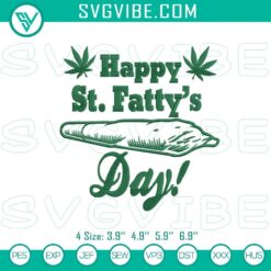 Happy St. Fatty’s Day embroidery file with cannabis St. Patrick's Day pattern, perfect for celebrating in style.