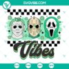 St Patricks Day Horror Vibes SVG featuring Michael Myers, Jason Voorhees, and Ghostface, perfect for Cricut projects.