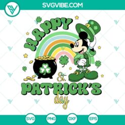 St Patricks Day Mickey SVG file with lucky rainbow and leprechaun design, perfect for festive crafting projects.