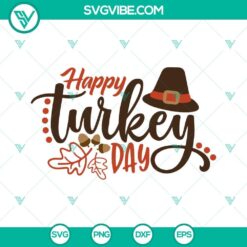 Thanksgiving Day SVG files with cheerful turkey design for festive crafting projects.