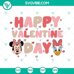 Valentine's Day Minnie Daisy SVG featuring cute Valentine girl designs, perfect for crafting projects. Happy Valentine SVG download.