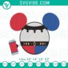 Harley Quinn Mickey Mouse ears embroidery design, cartoon supervillain file with vibrant colors and bold graphic style.