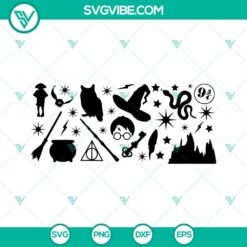 Harry Potter Hogwarts School 16oz Libbey Can Glass Wrap SVG file, perfect for DIY projects and Harry Potter-themed parties. Download now!