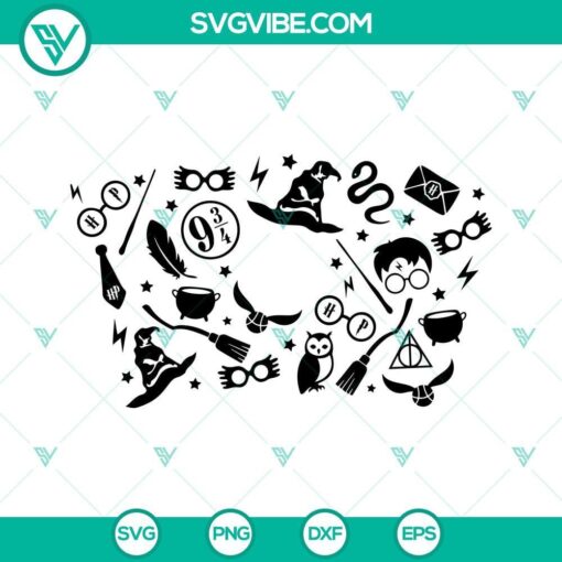 Harry Potter Starbucks SVG Download, magic wizard full wrap design with Starbucks logo for personal use.
