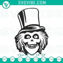 Haunted Mansion Hatbox Ghost face embroidery designs, spooky Disney file for crafting.