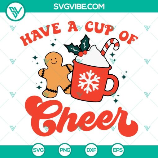 Gingerbread Christmas Latte SVG files for Cricut crafting, cup of cheer design, holiday themed SVGs.