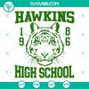Hawkins High School 1986 Tigers SVG files for Stranger Things 4, featuring retro design elements and vintage sports aesthetic. Great for print or web use.