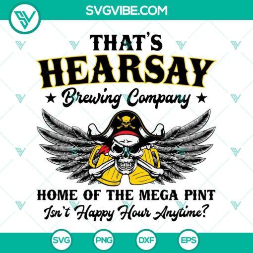 Hearsay Brewing Company logo SVG files featuring Mega Pint design named Johnny. Downloadable PNG, DXF, and EPS formats.