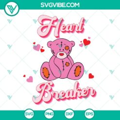 Heart Breaker Bear Valentine SVG featuring a retro Valentine design. Perfect for digital downloads.