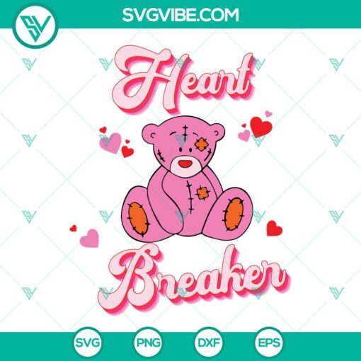 Heart Breaker Bear Valentine SVG featuring a retro Valentine design. Perfect for digital downloads.