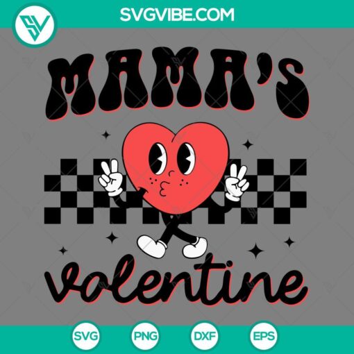 Heart Mama’s Valentine SVG file with PNG, EPS, and DXF formats for crafting. Ideal for Valentine's Day projects and decorations.