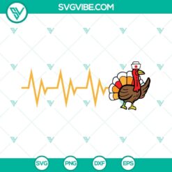 Heartbeat Turkey Nurse SVG design for Funny Nurse Thanksgiving. Download SVG, PNG, and DXF files. Perfect for Thanksgiving crafts and gifts.