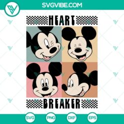 Heartbreaker Mickey Mouse SVG design with Valentine-themed elements in Mickey Mouse shape. Great for crafts and digital projects.
