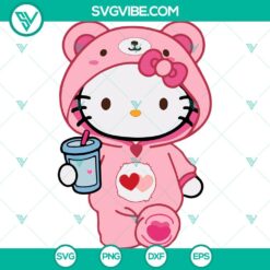 Hello Kitty Care Bear SVG design for Cricut, featuring cute mashup character, great for crafts. Downloadable PNG, DXF, EPS Cut File.