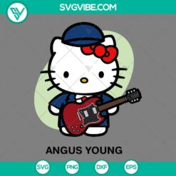 Hello Kitty meets Angus Young ACDC themed SVG images in PNG EPS DXF formats.