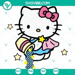Aquarius themed Hello Kitty SVG files featuring a cute bow design, ideal for crafting projects. Download now!