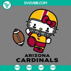 Hello Kitty Arizona Cardinals SVG design for download in PNG, EPS, and DXF formats. Perfect for NFL fans and Hello Kitty enthusiasts.