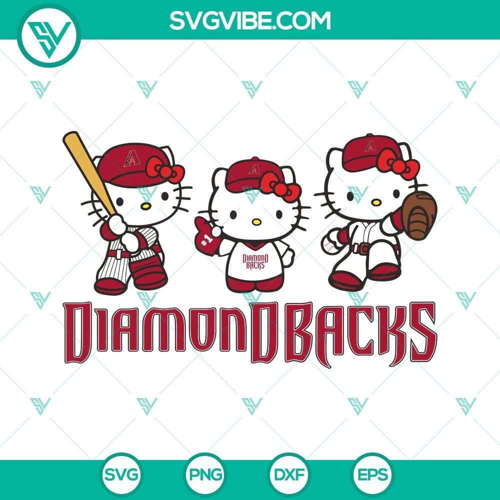 Hello Kitty Arizona Diamondbacks Baseball SVG PNG DXF EPS Hello Kitty Arizona Diamondbacks baseball logo SVG with PNG, DXF, and EPS file formats. Great for DIY crafts and custom apparel.
