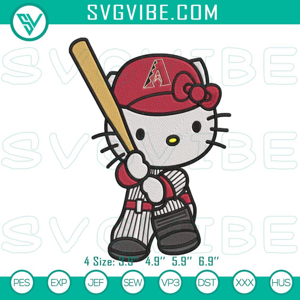 hello-kitty-arizona-diamondbacks-embroidery-designs-kitty-cat-mlb-machine-embroidery-files-mockup.jpg Hello Kitty Arizona Diamondbacks embroidery designs, MLB baseball Kitty file with red and black color scheme on a white background.