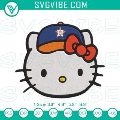 Hello Kitty Astros embroidery design in Houston Astros theme, perfect for sports fans. Digital file for stitching.