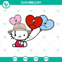 Hello Kitty Bad Bunny bucket hat layered SVG file with heart design for fans of both characters.