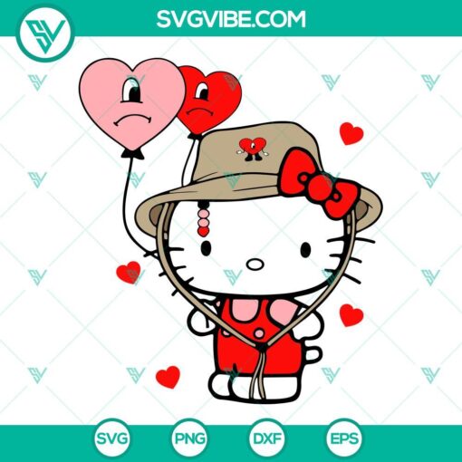 Hello Kitty and Bad Bunny-themed Valentine SVG files featuring "Benito Is My Valentine" text. Great for digital crafting.