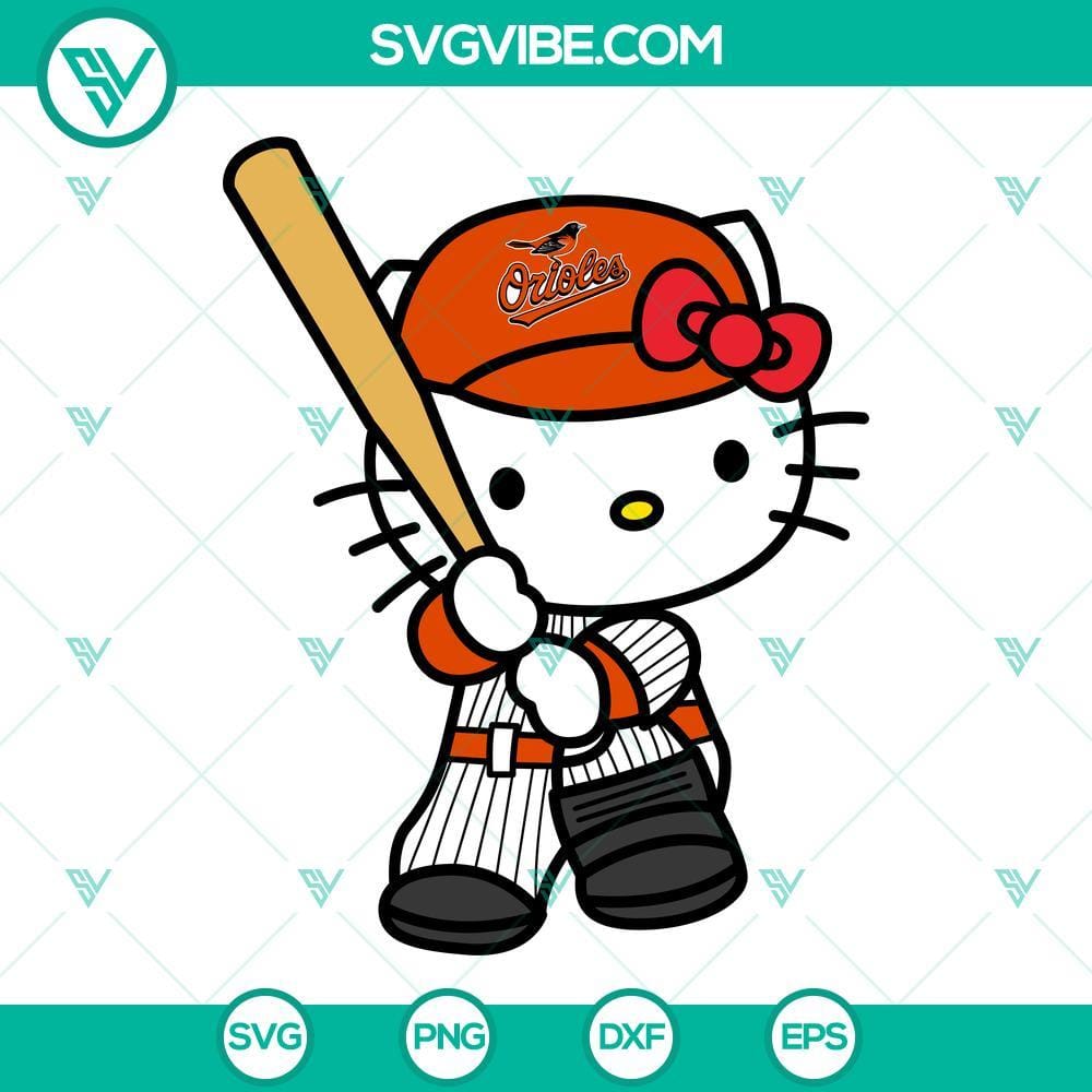 Hello Kitty Baltimore Orioles SVG, Kitty Orioles SVG PNG DXF EPS Hello Kitty Baltimore Orioles SVG images with PNG, DXF, and EPS file formats for download. Ideal for fans of the Baltimore Orioles.