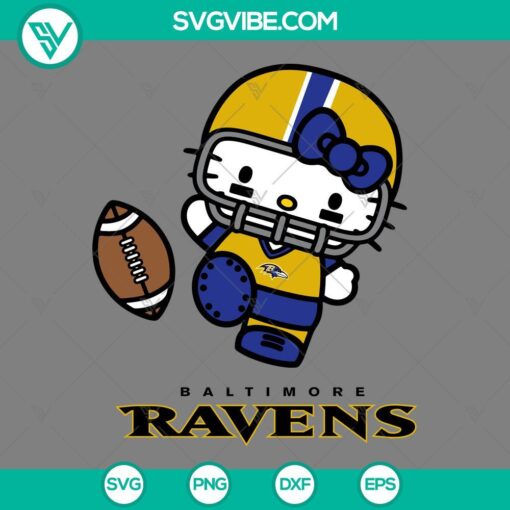 Hello Kitty Baltimore Ravens logo SVG, PNG, EPS, DXF files for DIY crafts, apparel, and accessories.
